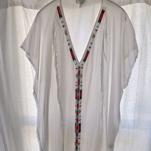 Z&L DRESS and beach cover! Semi sheer, short white dress beaded down the front